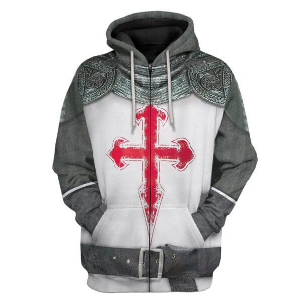 Gearhuman 3D Crusader Knight Armour Custom Hoodie Apparel GW200812 3D Custom Fleece Hoodies Zip Hoodie S 