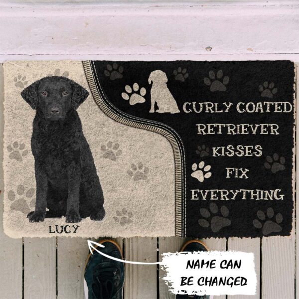 Gearhuman 3D Curly Coated Retriever Kisses Fix Anything Custom Name Doormat GV010320 Doormat