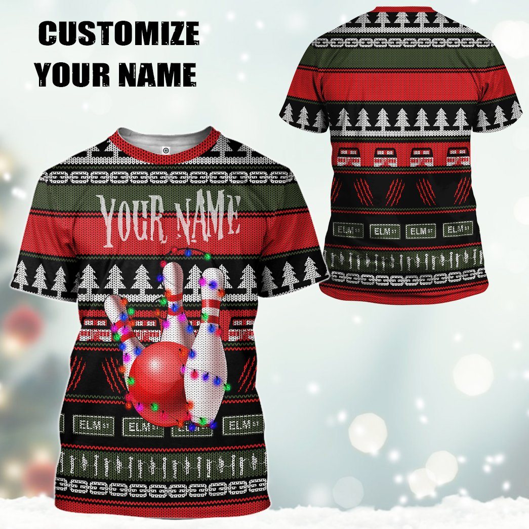 Gearhuman 3D Custom Bowling Ugly Christmas Tshirt Hoodie Apparel GB061111 3D Apparel