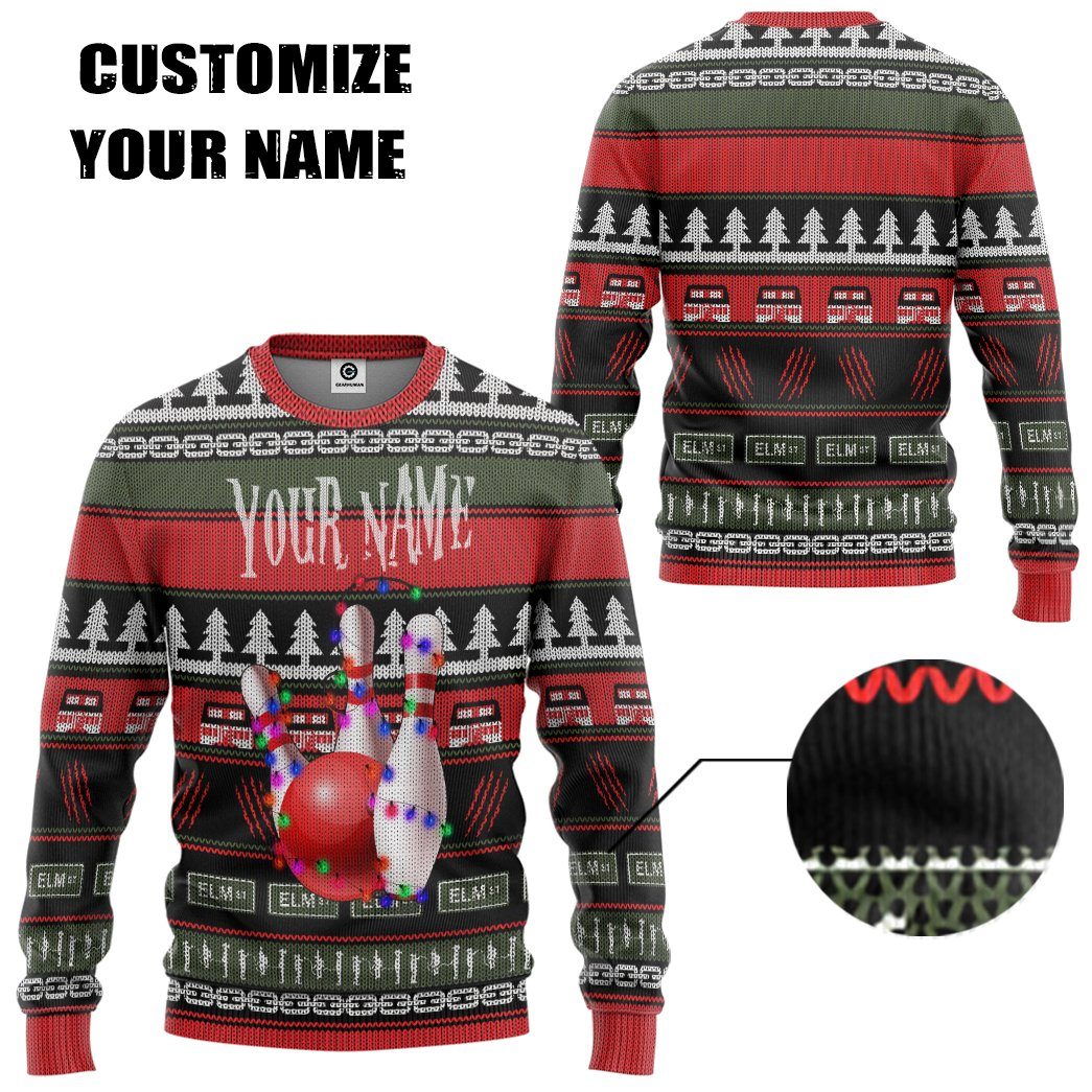 Gearhuman 3D Custom Bowling Ugly Christmas Tshirt Hoodie Apparel GB061111 3D Apparel
