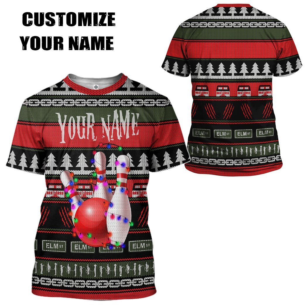 Gearhuman 3D Custom Bowling Ugly Christmas Tshirt Hoodie Apparel GB061111 3D Apparel