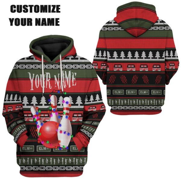Gearhuman 3D Custom Bowling Ugly Christmas Tshirt Hoodie Apparel GB061111 3D Apparel