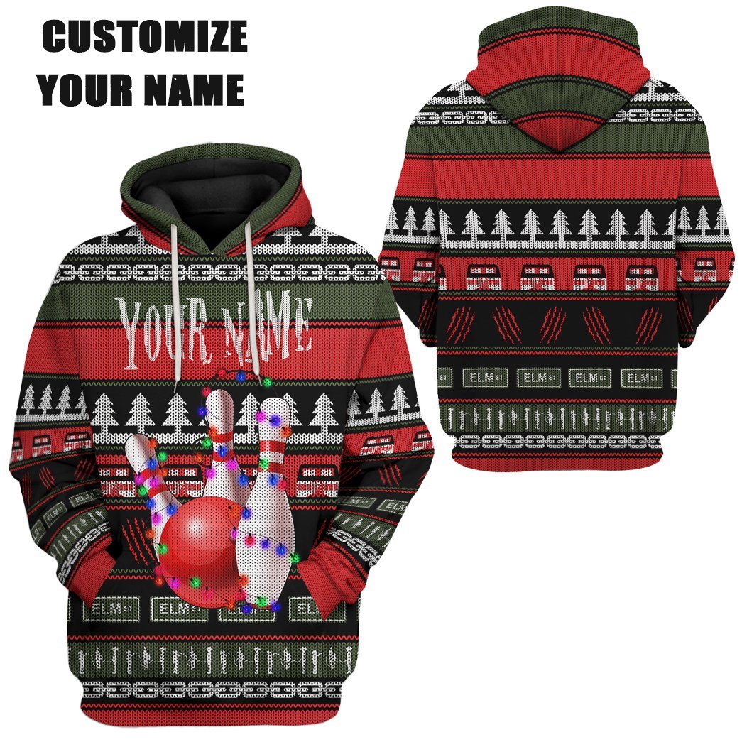 Gearhuman 3D Custom Bowling Ugly Christmas Tshirt Hoodie Apparel GB061111 3D Apparel