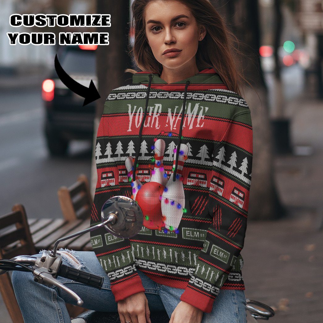 Gearhuman 3D Custom Bowling Ugly Christmas Tshirt Hoodie Apparel GB061111 3D Apparel