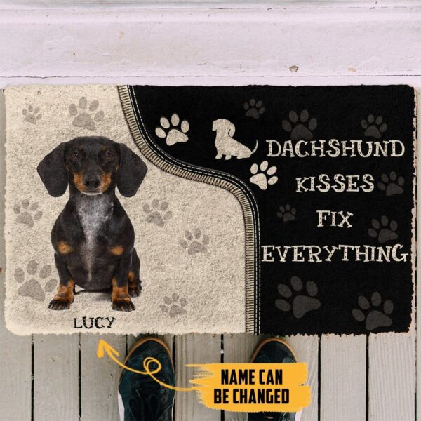 Gearhuman 3D Dachshund Kisses Fix Anything Custom Name Doormat GV010316 Doormat