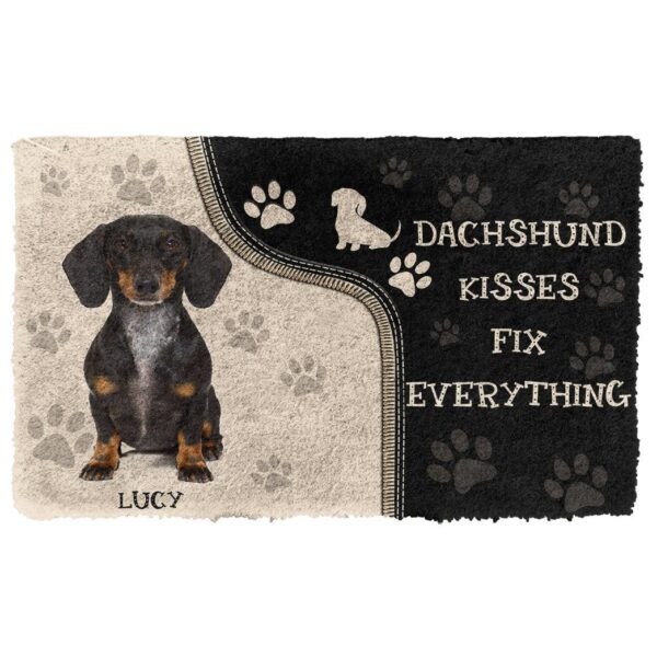 Gearhuman 3D Dachshund Kisses Fix Anything Custom Name Doormat GV010316 Doormat Doormat S(15,8''x23,6'')