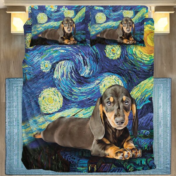 Gearhuman 3D Dachshund Starry Night Bedding Set GK05019 Combo Bedding 