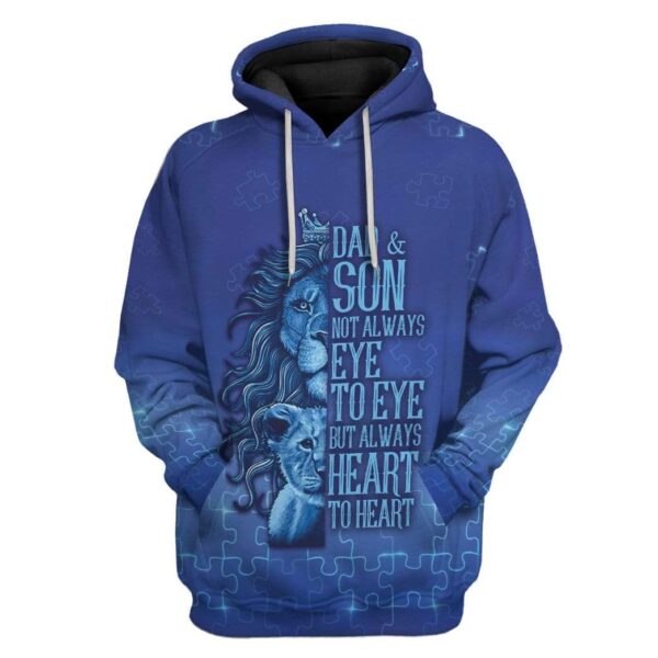 Gearhuman 3D Dad And Son Blue Autism Puzzle Custom Hoodies Apparel GT18022 3D Custom Fleece Hoodies Hoodie S 