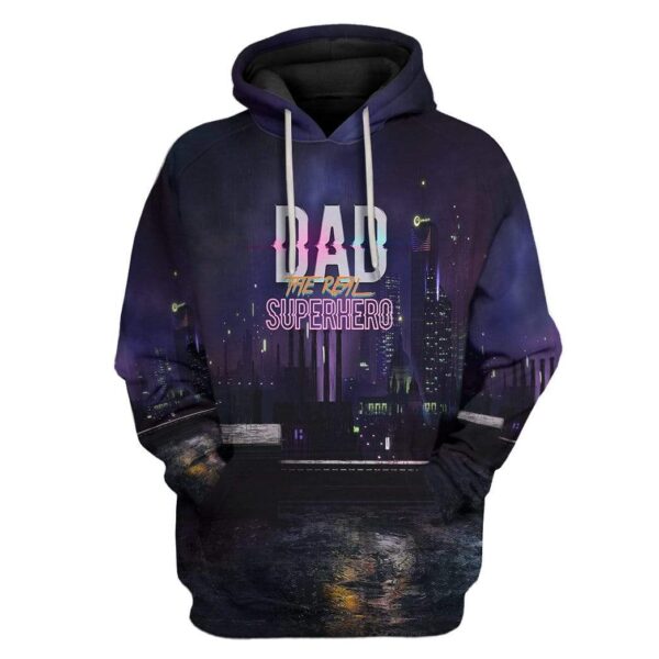 Gearhuman 3D Dad is the Real Superhero Custom Hoodie Apparel GL20056 3D Custom Fleece Hoodies Hoodie S