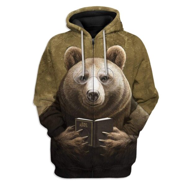 Gearhuman 3D Daddy Bear Reading LOTR Book Hoodie Apparel GH24022 3D Custom Fleece Hoodies Zip Hoodie S 