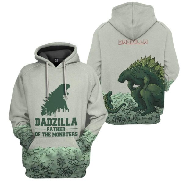 Gearhuman 3D Dadzilla And Zilla Jr Custom Hoodie Apparel GW05052 3D Custom Fleece Hoodies 