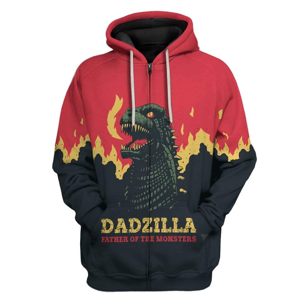 Gearhuman 3D Dadzilla Custom Hoodie Apparel GZ02051 3D Custom Fleece Hoodies Zip Hoodie S