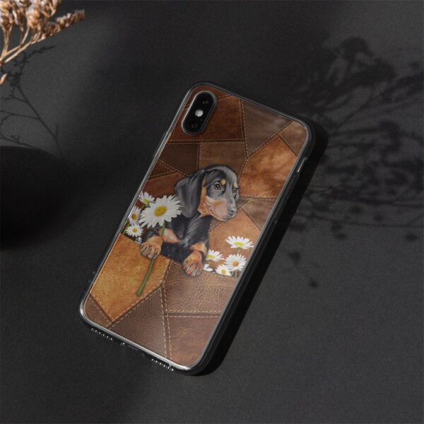 Gearhuman 3D Daisy Dachshund Leather Phonecase GB030315 Glass Phone Case