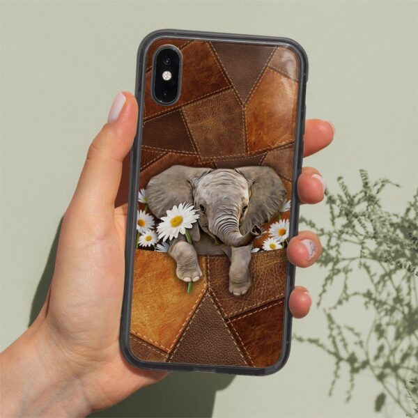 Gearhuman 3D Daisy Elephant Leather Phonecase GB030312 Glass Phone Case