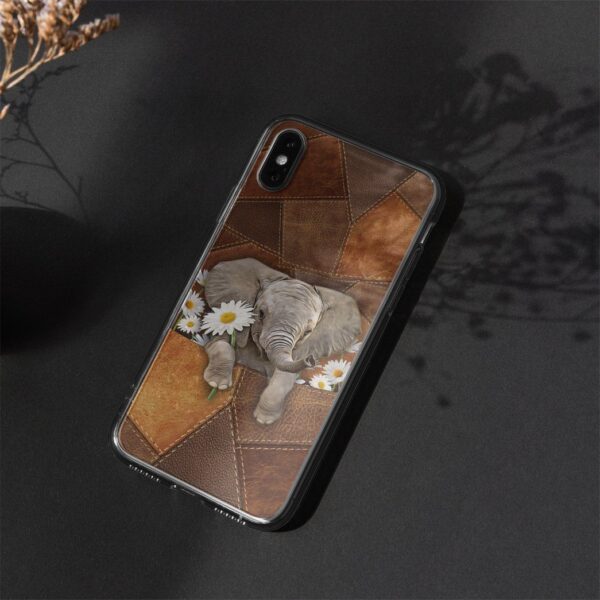 Gearhuman 3D Daisy Elephant Leather Phonecase GB030312 Glass Phone Case