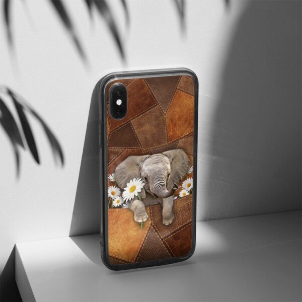 Gearhuman 3D Daisy Elephant Leather Phonecase GB030312 Glass Phone Case