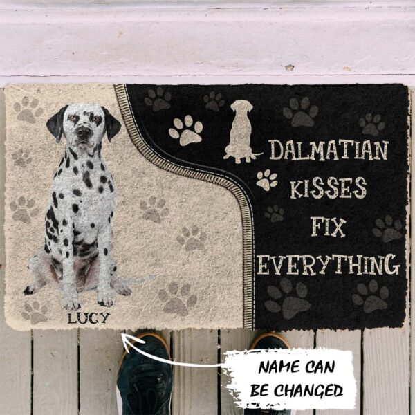 Gearhuman 3D Dalmatian Kisses Fix Anything Custom Name Doormat GV010317 Doormat