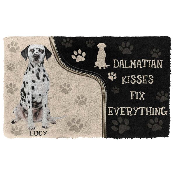 Gearhuman 3D Dalmatian Kisses Fix Anything Custom Name Doormat GV010317 Doormat Doormat S(15,8''x23,6'')