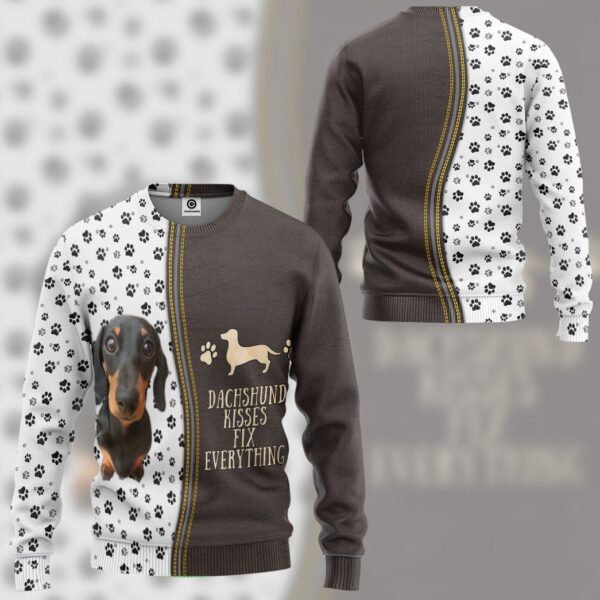 Gearhuman 3D Dashshund Kisses Fix Everything Tshirt Hoodie Apparel GB02032 3D Apparel