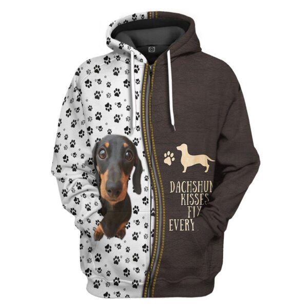 Gearhuman 3D Dashshund Kisses Fix Everything Tshirt Hoodie Apparel GB02032 3D Apparel Hoodie S