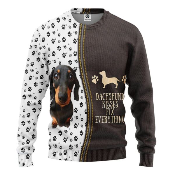 Gearhuman 3D Dashshund Kisses Fix Everything Tshirt Hoodie Apparel GB02032 3D Apparel Long Sleeve S