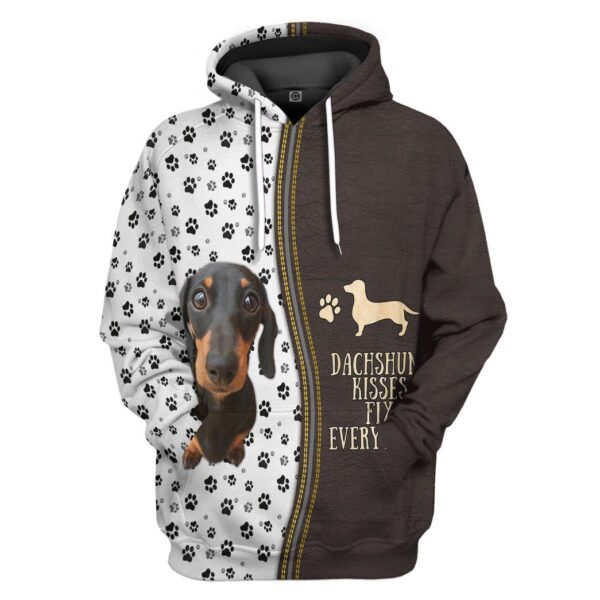 Gearhuman 3D Dashshund Kisses Fix Everything Tshirt Hoodie Apparel GB02032 3D Apparel Zip Hoodie S