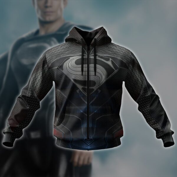 Gearhuman 3D DC Black Superman Custom Hoodie Apparel GN21092 3D Apparel 