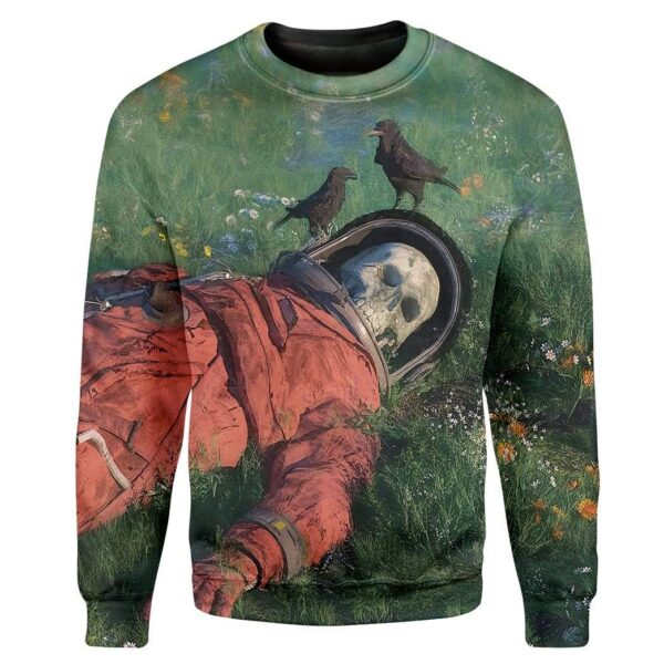 Gearhuman 3D Dead Skull Astronaut Custom T-Shirts Hoodies Apparel A15021 3D Custom Fleece Hoodies Long Sleeve S
