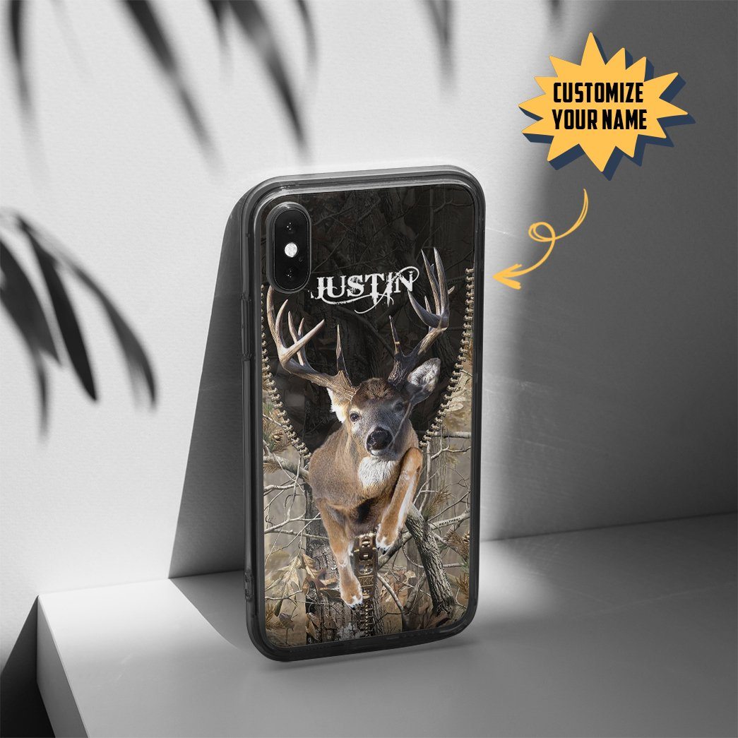 Gearhuman 3D Deer Hunting Custom Name Phonecase GB270113 Glass Phone Case