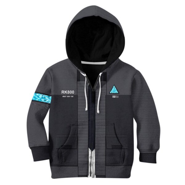 Gearhuman 3D Detroit Become Human Suit Custom Kid Hoodie Apparel GW27044 Kid 3D Apparel Kid Zip Hoodie 2XS