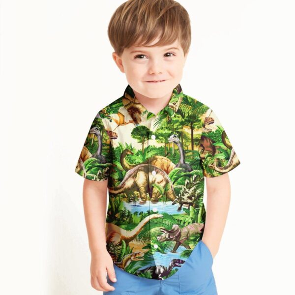 Gearhuman 3D Dinosaur Kid Hawaii Shirt ZZ1406211 Kid Hawaii Shirt 