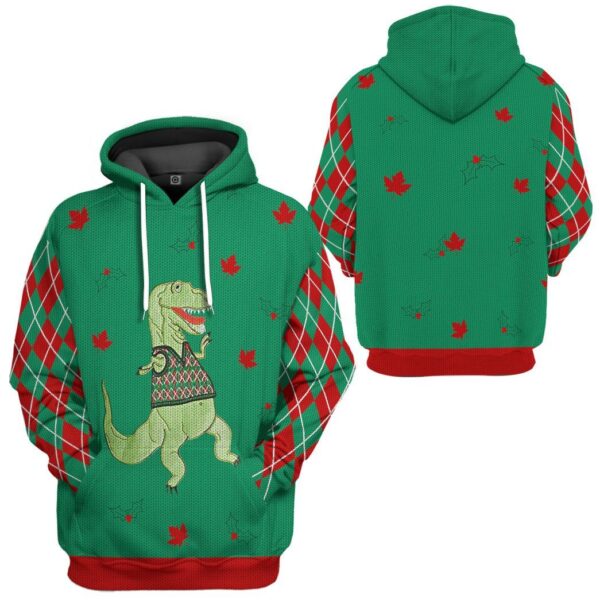 Gearhuman 3D Dinosaur Ugly Sweater Custom Name Tshirt Hoodie Apparel GC21105 3D Apparel