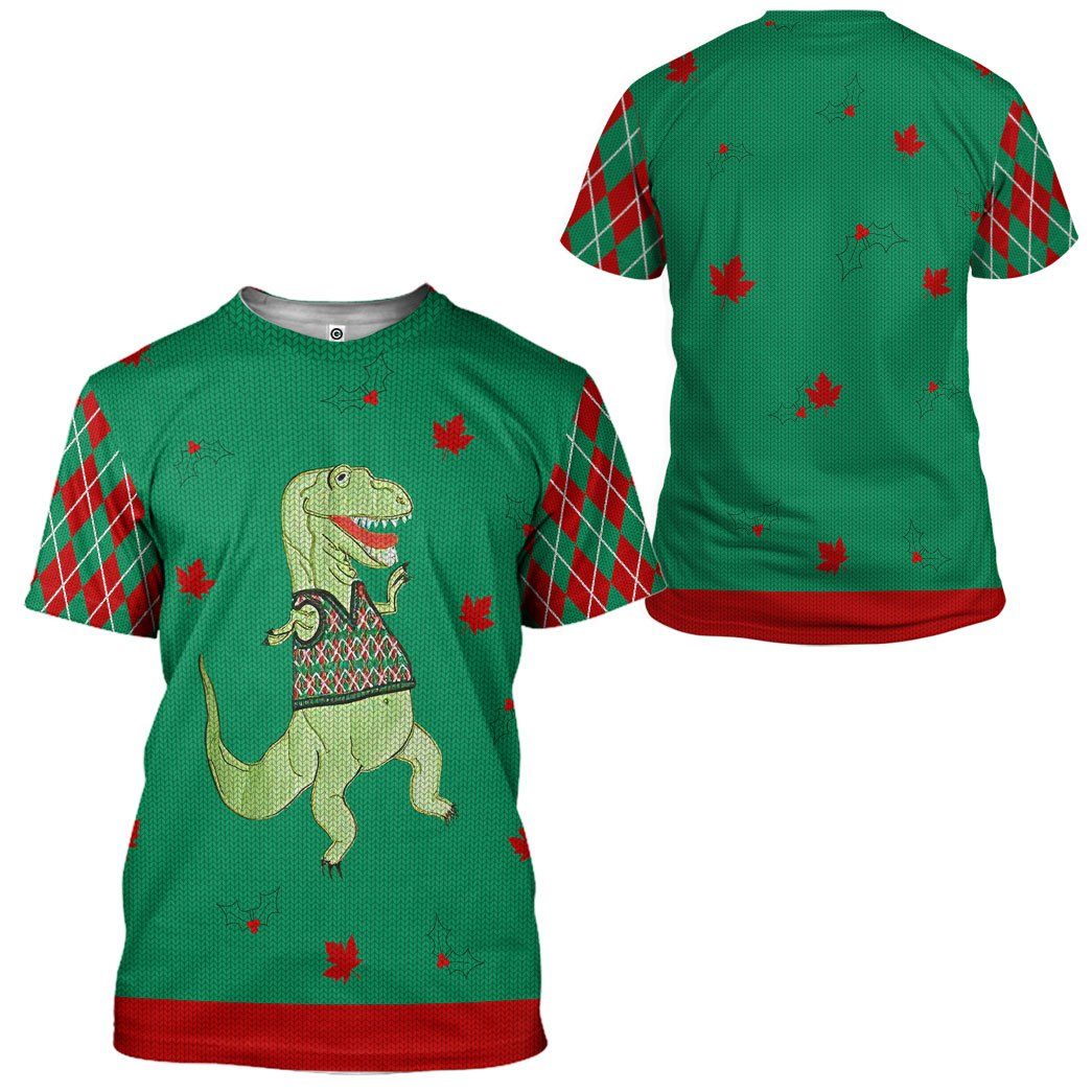Gearhuman 3D Dinosaur Ugly Sweater Custom Name Tshirt Hoodie Apparel GC21105 3D Apparel