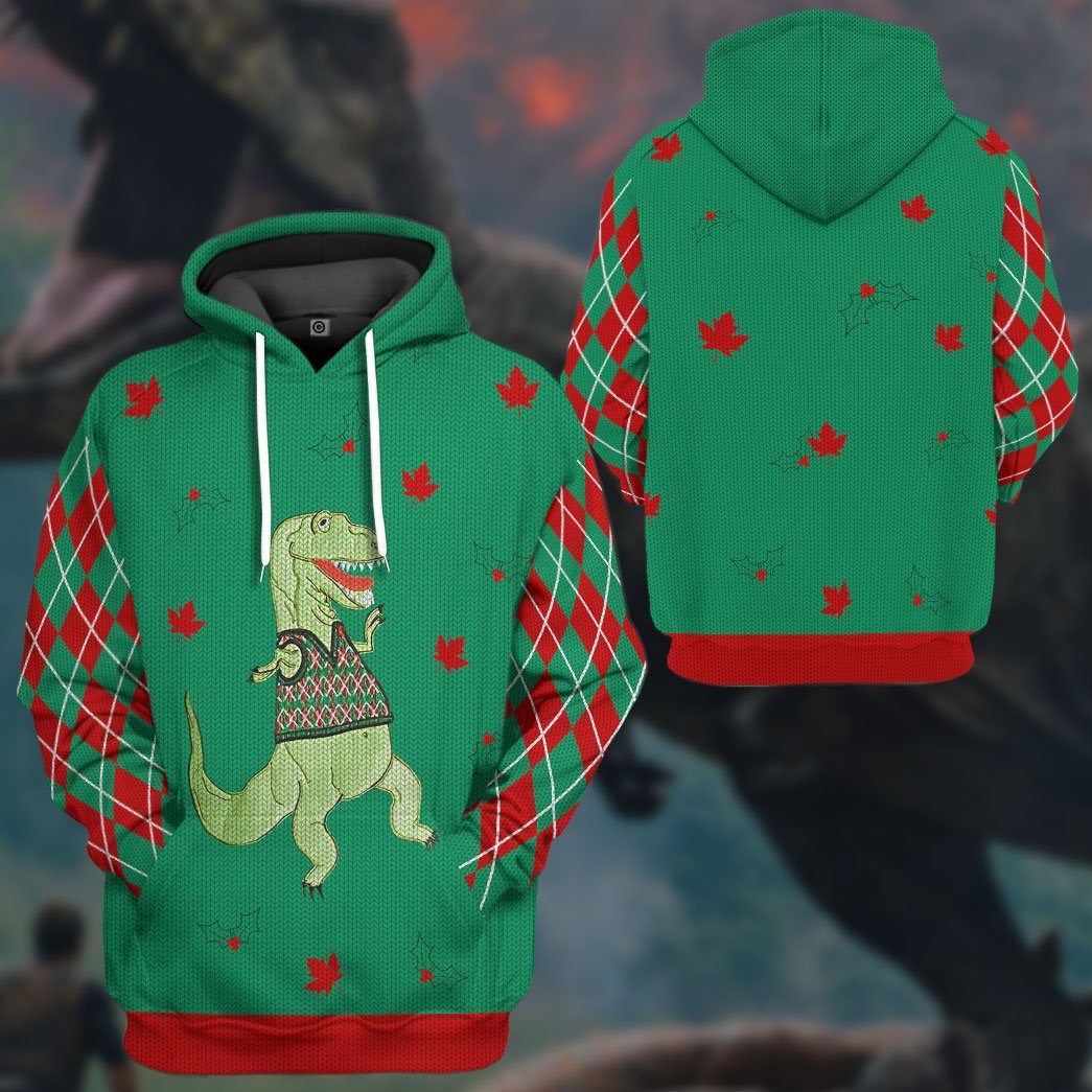 Gearhuman 3D Dinosaur Ugly Sweater Custom Name Tshirt Hoodie Apparel GC21105 3D Apparel