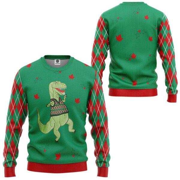 Gearhuman 3D Dinosaur Ugly Sweater Custom Name Tshirt Hoodie Apparel GC21105 3D Apparel