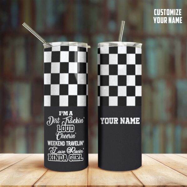 Gearhuman 3D Dirt Track Racing Custom Name Tumbler ZL09112 Tumbler Long 20oz