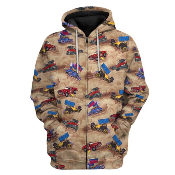 Gearhuman 3D Dirt Track Racing Custom Tshirt Hoodie Apparel GV061116 3D Apparel Zip Hoodie S 