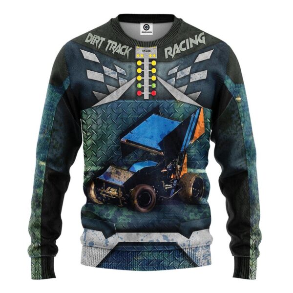 Gearhuman 3D Dirt Track Racing Tshirt Hoodie Apparel ZL11112 3D Apparel Long Sleeve S 