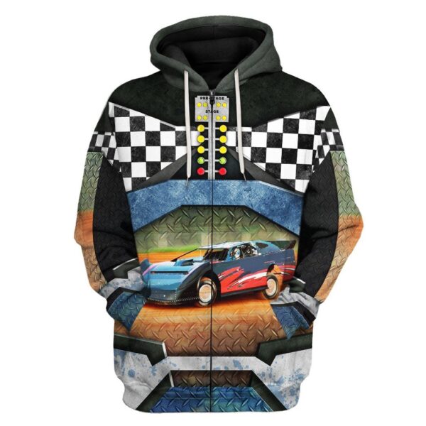 Gearhuman 3D Dirt Track Racing Tshirt Hoodie Apparel ZL11113 3D Apparel Zip Hoodie S 