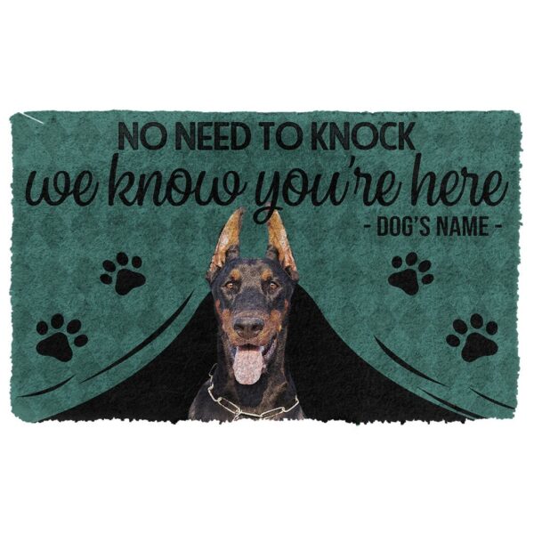 Gearhuman 3D Doberman Pinscher We Know Youre Here Custom Name Doormat GW01023 Doormat Doormat S(15,8''x23,6'')