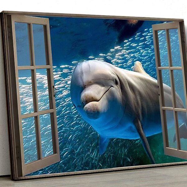 Gearhuman 3D Dolphin Window Canvas GV24029 Canvas
