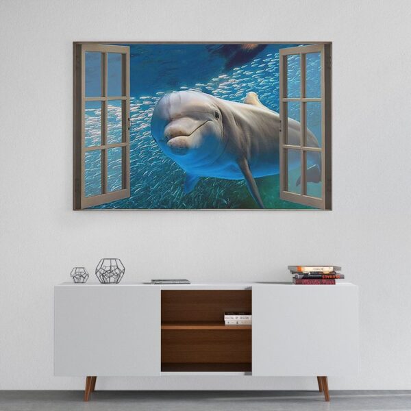 Gearhuman 3D Dolphin Window Canvas GV24029 Canvas