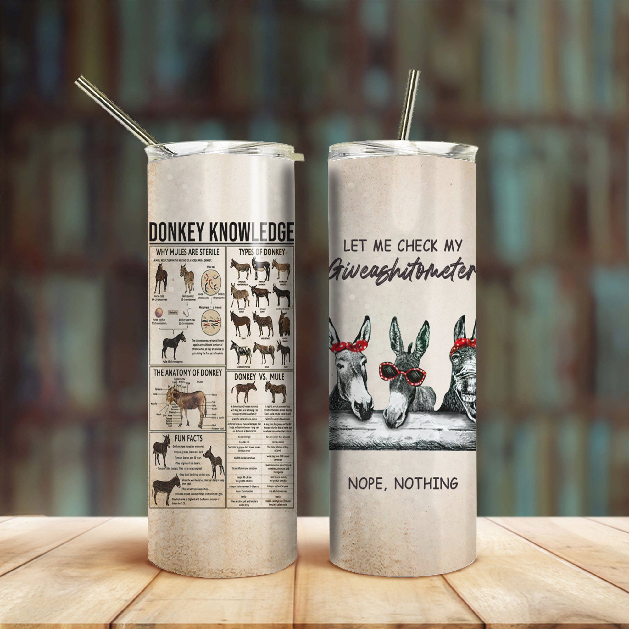 Gearhuman 3D Donkey Knowledge Giveashitometer Custom Tumbler GB01023 Tumbler