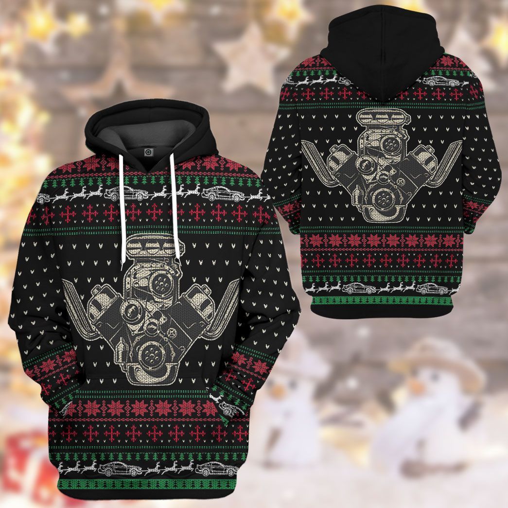 Gearhuman 3D Drag Racing Christmas Sweater Custom Tshirt Hoodie Apparel CW06115 3D Apparel