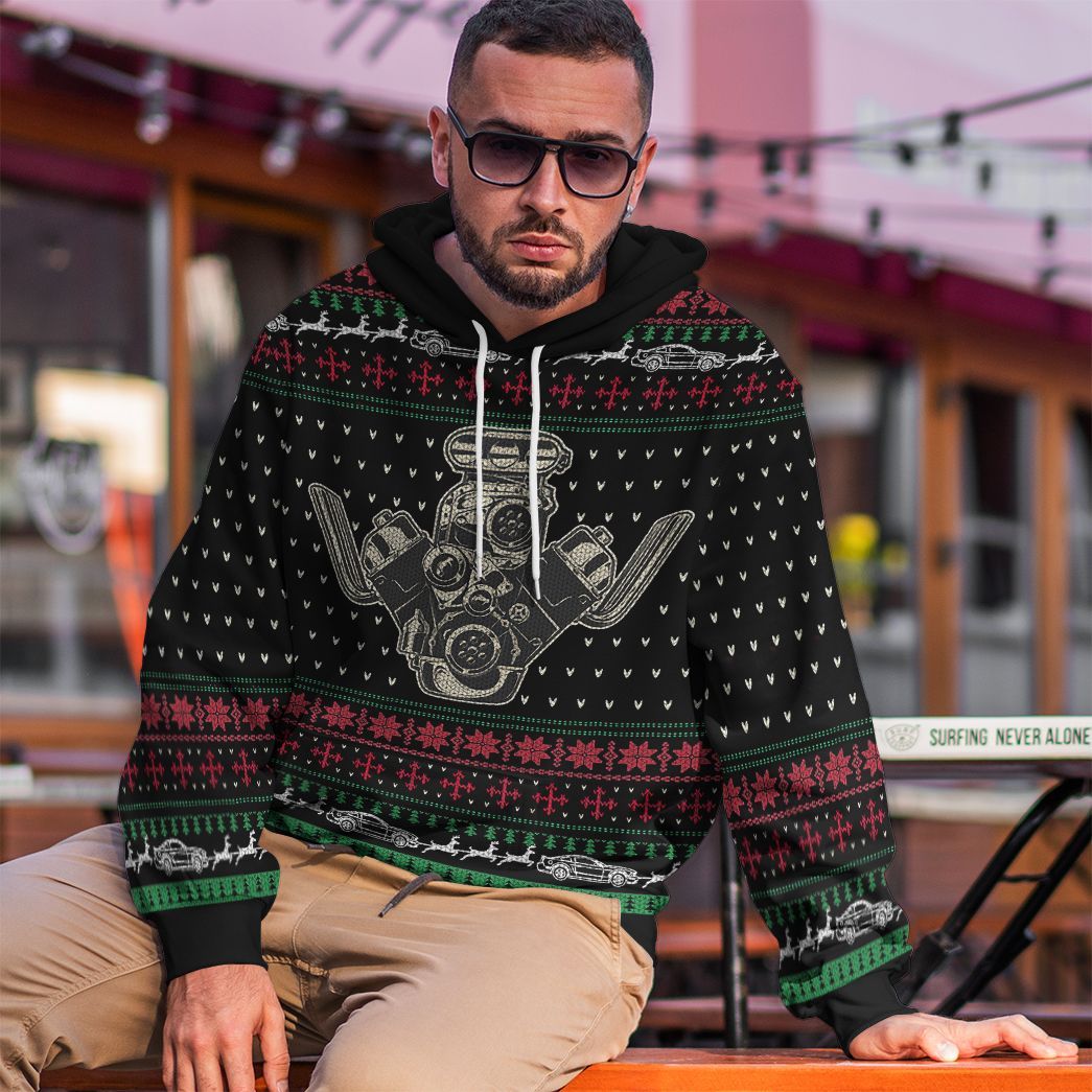 Gearhuman 3D Drag Racing Christmas Sweater Custom Tshirt Hoodie Apparel CW06115 3D Apparel