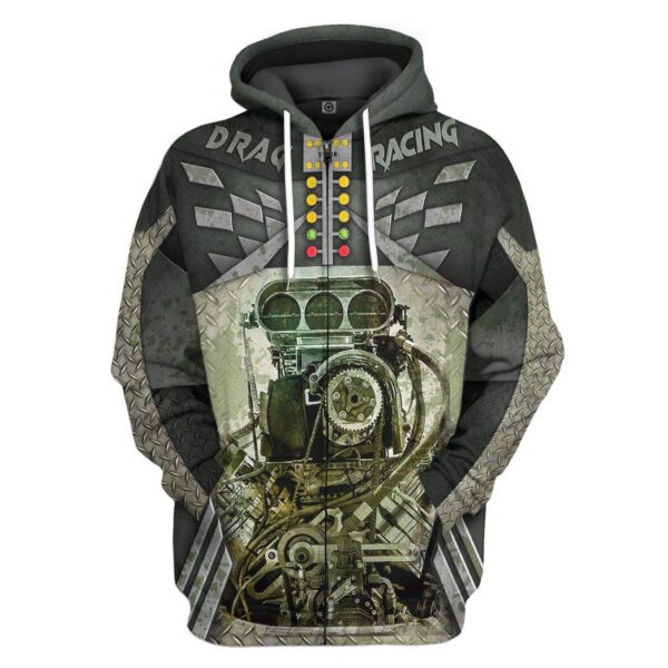 Gearhuman 3D Drag Racing Tshirt Hoodie Apparel ZL11111 3D Apparel Zip Hoodie S
