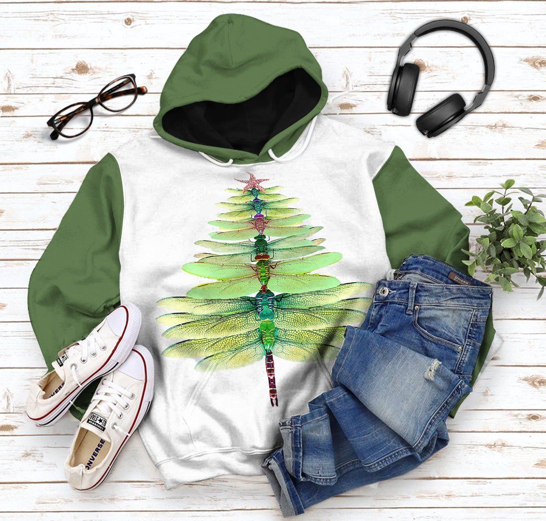 Gearhuman 3D Dragonfly Christmas Tree Custom Tshirt Hoodie Apparel GVC091121 3D Apparel