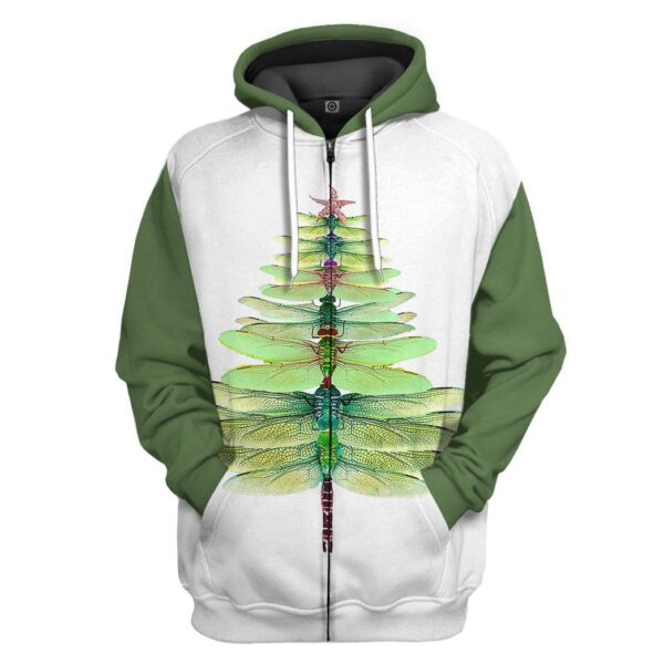 Gearhuman 3D Dragonfly Christmas Tree Custom Tshirt Hoodie Apparel GVC091121 3D Apparel Zip Hoodie S