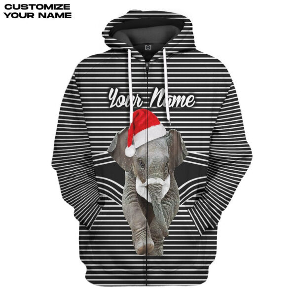 Gearhuman 3D Elephant Christmas Custom Tshirt Hoodie Apparel GB06114 3D Apparel Zip Hoodie S 