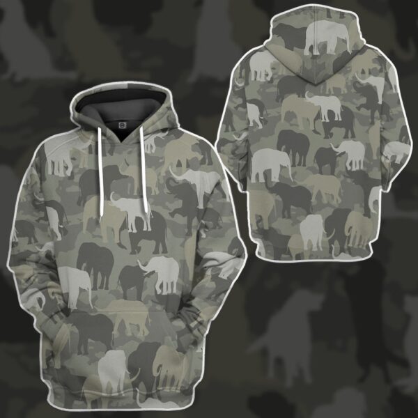 Gearhuman 3D Elephants Camo Custom Tshirt Hoodie Apparel GV08127 3D Apparel 